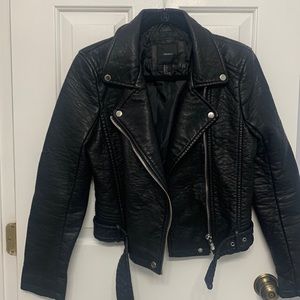 Black S Faux Leather Moto Jacket Forever 21